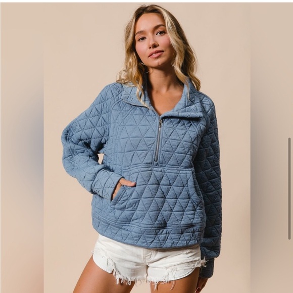 BiBi Jackets & Blazers - NWT BiBi Blue Quilted Soft Boutique Jacket